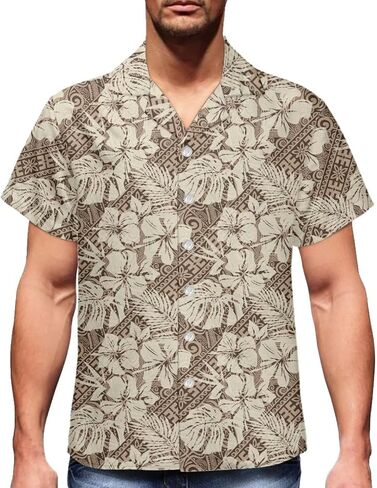Mens Hawaiian Shirts Tropical Shirt Beach Vacation Outfits Short Sleeve 2XS-7XL in Saudi Arabia
