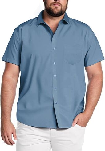 COOFANDY Big & Tall Dress Shirts for Men Short Sleeve Button Down Casual Shirts in Kuwait