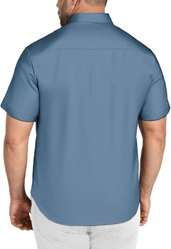 COOFANDY Big & Tall Dress Shirts for Men Short Sleeve Button Down Casual Shirts in Kuwait