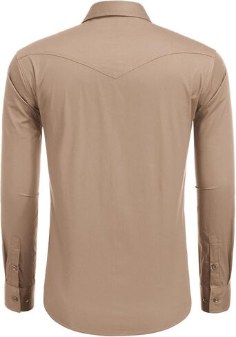 COOFANDY Men's Western Cowboy Shirts Long Sleeve Cotton Casual Button Down Work Shirt with Pockets in Saudi Arabia