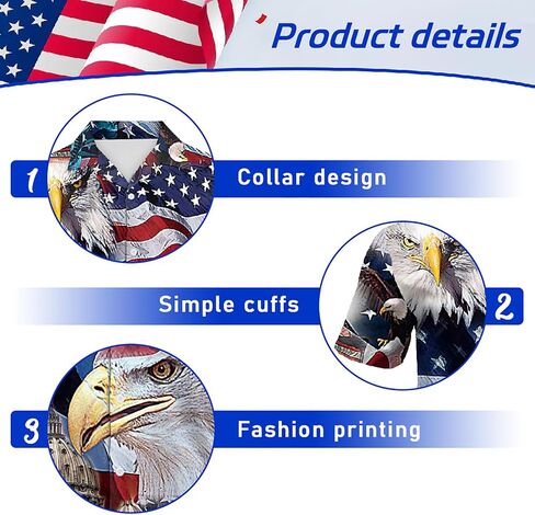Eciodci Men's American Flag Patriotic Button Down Shirt USA 4th of July Short Sleeve Shirts for Men in Saudi Arabia