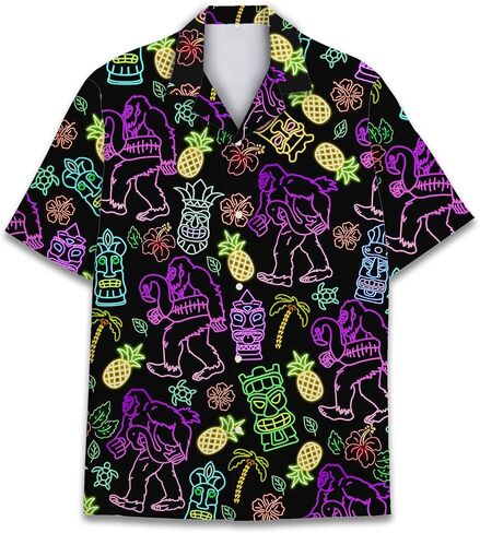 Mens Hawaiian Shirt, Tropical Raccoon Hawaiian Shirt Casual Button Down Holiday Beach Summer Short Sleeve Shirt in Saudi Arabia