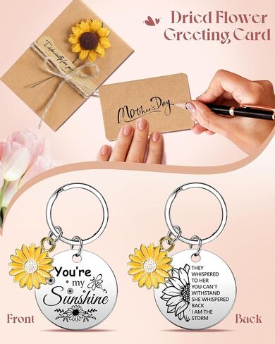 Swooflia You are My Sunshine Wooden Music Box for Mom with Sunflower Greeting Card - Hand Crank Engraved Musical Box Vintage Mechanism Personalized Gifts for Women On Birthday in Kuwait