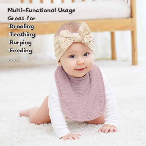 Susurration Muslin Baby Drool Bibs 6Pack Soft Square Adjustable Baby Bandana Bibs for Unisex Girls & Boys in Saudi Arabia