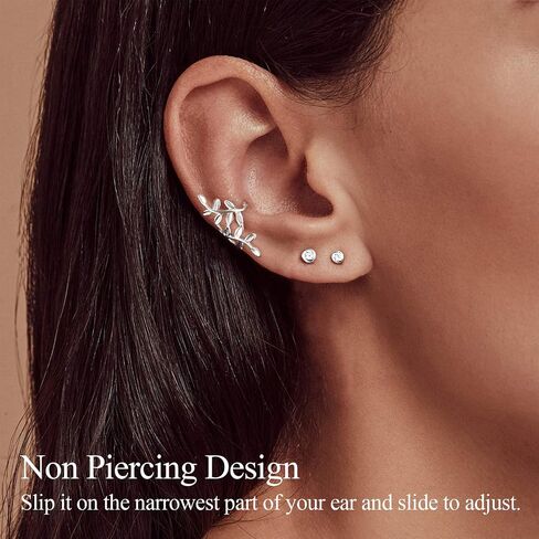 ChicSilver 925 Sterling Silver Ear Cuff Earrings Non Piercing Clip on Cartilage Cuff Earrings for Women (with Gift Box) in Saudi Arabia