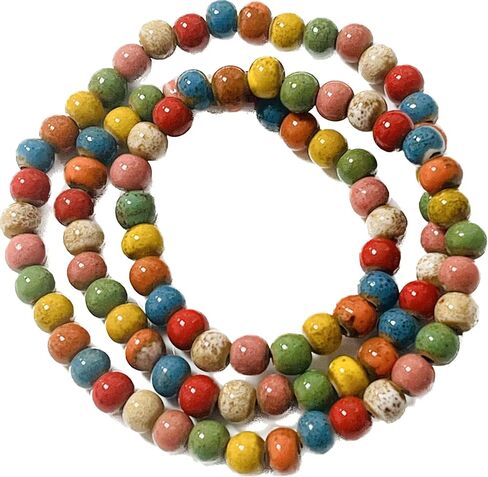 Native American Bracelet for Women Cute Colorful Ceramic Accessories Wrap 3 Row Wide Layered Stackable Beaded Stretch Vintage Funky Jewelry Bohemian Hippie Sweater Necklace for Ladies in Saudi Arabia