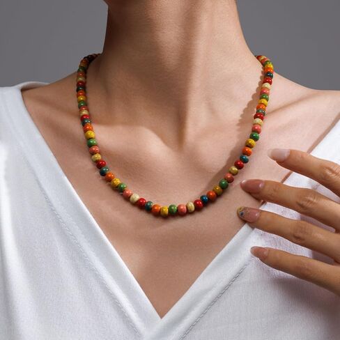 Native American Bracelet for Women Cute Colorful Ceramic Accessories Wrap 3 Row Wide Layered Stackable Beaded Stretch Vintage Funky Jewelry Bohemian Hippie Sweater Necklace for Ladies in Saudi Arabia