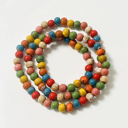 Native American Bracelet for Women Cute Colorful Ceramic Accessories Wrap 3 Row Wide Layered Stackable Beaded Stretch Vintage Funky Jewelry Bohemian Hippie Sweater Necklace for Ladies in Saudi Arabia