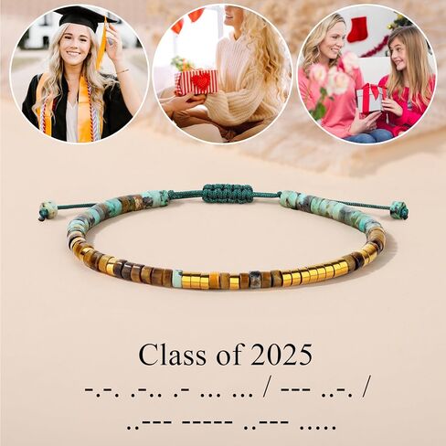 Joycuff Inspirational 𝐌𝐨𝐫𝐬𝐞 𝐂𝐨𝐝𝐞 𝐁𝐫𝐚𝐜𝐞𝐥𝐞𝐭𝐬 𝐁𝐫𝐚𝐜𝐞𝐥𝐞𝐭𝐬 for Women Funny Jewelry Birthday Virthday Higds for Attrodts Autt Auty Sister Best Friend Friend Bead Bead Wrap Bread Bread in Kuwait