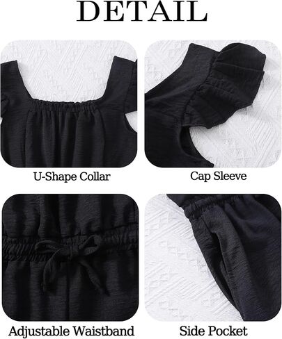 Tween Girls Jumpsuit Teen preppy clothel cap sleeve smocked romprings romper kids jumper summer summer size 8-14 in Saudi Arabia