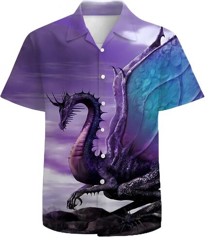 Mens Funny Hawaiian Shirts 3D Graphic Button Down Short Sleeve Tropical Holiday Beach Aloha Shirt in Saudi Arabia