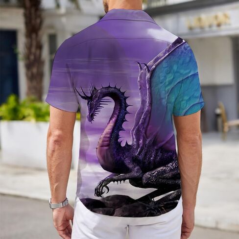 Mens Funny Hawaiian Shirts 3D Graphic Button Down Short Sleeve Tropical Holiday Beach Aloha Shirt in Saudi Arabia