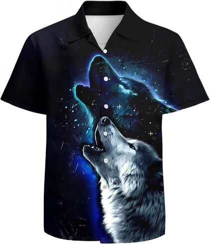 Mens Funny Hawaiian Shirts 3D Graphic Button Down Short Sleeve Tropical Holiday Beach Aloha Shirt in Saudi Arabia