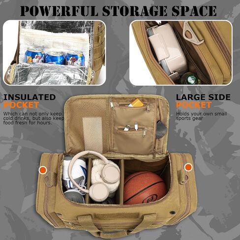 45L Large Duffle Bag for Men & Women, Tactical Military Duffle Bag for Travel Weekender, Gym Bag， Large Sports Bag for Hockey Football Baseball Soccer Basketball & Team Training，Black in Saudi Arabia