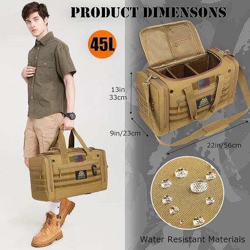 45L Large Duffle Bag for Men & Women, Tactical Military Duffle Bag for Travel Weekender, Gym Bag， Large Sports Bag for Hockey Football Baseball Soccer Basketball & Team Training，Black in Saudi Arabia