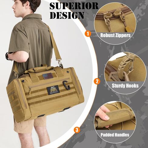 45L Large Duffle Bag for Men & Women, Tactical Military Duffle Bag for Travel Weekender, Gym Bag， Large Sports Bag for Hockey Football Baseball Soccer Basketball & Team Training，Black in Saudi Arabia