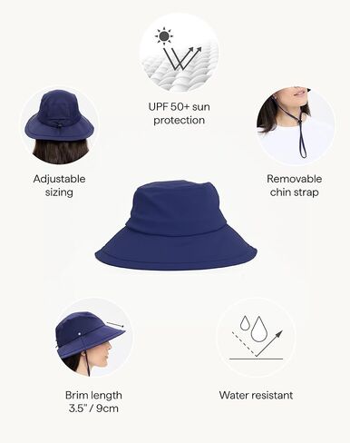 Solbari Women's Wide Brim Swim Sun Hat UPF 50+, Water-Resistant UV Protection with Ponytail Opening for Beach & Outdoor Pool in Kuwait