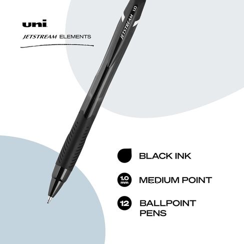مجموعة 5 قطع من Uniball Jetstream Elements، أسود متوسط ​​1.0 مم، أفضل قلم Wirecutter، أقلام حبر جاف، أقلام حبر جاف | اللوازم المكتبية، قلم حبر جاف، أقلام ملونة، نقطة رفيعة، أقلام كتابة سلسة in Saudi Arabia