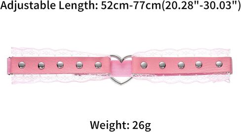 FM FM42 Plus Size 20.28"-30.03" Multicolor PU Simulated Leather Rivets Love Heart Ring Lace Elastic Garter, Pack of 2 PCs in Saudi Arabia