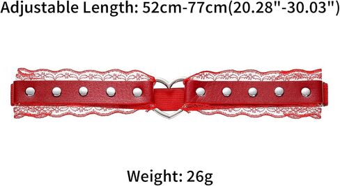 FM FM42 Plus Size 20.28"-30.03" Multicolor PU Simulated Leather Rivets Love Heart Ring Lace Elastic Garter, Pack of 2 PCs in Saudi Arabia
