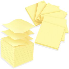 (12 Pads) Pop Up Sticky Notes 3x3 Refills, Canary Yellow Strong Adhesive Post, Suitable for Home, Office, School, Clean Removal