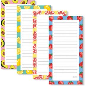 S&O Magnetic Notepads for Refrigerator 4 Pack - Fun Floral Magnetic Note Pad for Fridge Sets - Magnetic List Pads for Refrigerator - Magnet Notepads for Refrigerator - 3.5" x 7", 45 Pages