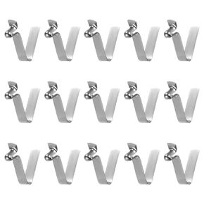 15pcs Single Button Kayak Paddle Snap Spring Clip 20mm x 3.8mm 65Mn Spring Steel V-Shaped Hollow Lift Telescopic Locking Tube Pole Clips for Tent Umbrella Camping,Silver Tone