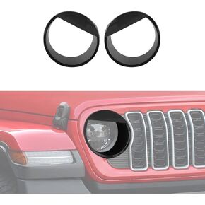 Hoolcar Front Light Headlight Bezels Angry Bird Style Headlight Cover Trim Fit for Jeep Wrangler JL & Wrangler Unlimited 4XE 2024, Exterior Accessories, Black