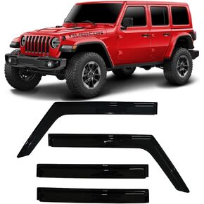 2019-2025 Tape-On Side Window Deflector Visors Compatible with Dodge Ram 1500 Crew Cab Only Smoke Tinted Rain Guards 2020 2021 2022 2023 2024