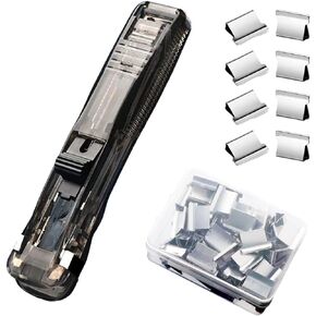 Push Stapler, Binder Clips Paper Clamps Desktop Stapler w/ 50pcs Reusable Stainless Steel Refill Clips 40 Sheet Capacity, Clamp Clip Dispenser for Office Document School Supplies (Black) in Kuwait