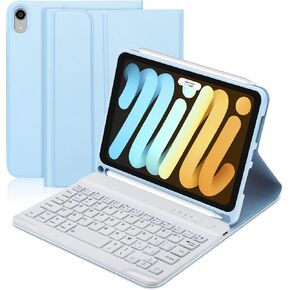 BORIYUAN iPad mini Keyboard Case, Detachable Wireless Bluetooth Keyboard Slim Folio Smart Cover for Apple iPad mini 5 2019/iPad Mini 1 2 3 4 - Dark Blue in Kuwait