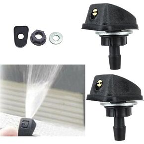 2 PCS Automotive Windshield Nozzle, 1.06" x 0.62" x 0.86" M8 360° Adjustable Hood Fan Spray Nozzle, Portable Universal Replacement Accessories, Compatible with Most Car Models (Black)