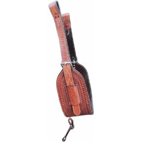 Western Horse Floral Tooled Leather Rear Flank Saddle Roper Back Cinch with Billets (Tan)