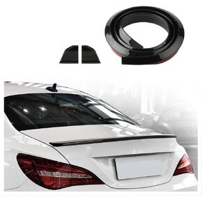 59" Glossy Car Rear Spoiler Trunk Spoiler Lip,Cuttable 3D Rear Trunk Spoiler Wing Cool Car Decoration,Universal Punch-Free Car Sticker Trim Strip for Tailgate,Roof,Bumper (Black)