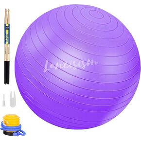 Cardio Drumming Equipment Set - 26" Exercise Ball with Pump and Weighted Cardio Drumming Sticks with Grips - Fitness Yoga Ball Drumsticks Workout for Balance, Rhythm, Aerobic Moves, Dance, Gymnastics