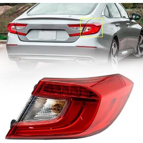 Left Driver Side Tail Light Assembly LED Fit for 2018-2021 Honda Accord Sedan Outer Taillight Rear Lamp Bulbs Included
