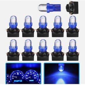10x Blue T10 168 194 LED Bulbs Instrument Panel Lights Gauge Cluster Dash for Car Interior Dome Map Door Courtesy License Plate Trunk Cargo Lights W/Sockets