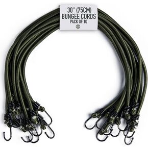 Pluvios - Heavy Duty Bungee Cords with Hooks - 10 Pack – Choice of Sizes - Multi-Purpose Elastic Bungee Straps for Luggage, Roof Racks, Camping - Weatherproof & UV Resistant (8" (20cm))