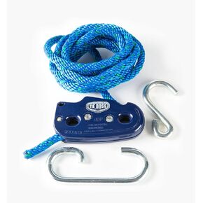 Tie Boss - 3/8 Inch, Heavy Duty, (300 lbs Working Load Limit), Weather Resistant, Tie Down, Rope Tightening System, (w/15 ft Rope) - Blue (Blue)