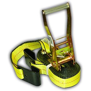 S1022 Premium Ratchet Tie Down 1 PK 2 IN. X 27 FT 3333 LBS. Working Load 10000 LBS. Break Strength Flat-Hook Cargo Straps Perfect for Moving Appliances, Lawn Equipment and Motorcycles, Vibrant Everest Yellow