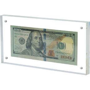 Dollar Bill Holder Acrylic Dollar Bill Frame Self Standing for Collectors Currency Frame Display Case Double-Sided Transparent Bill Currency Holder for Ticket Banknotes Stamp Photo Protector