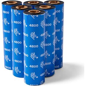 Zebra Premium Black Resin Ribbon for Thermal Transfer Desktop Printers, Fast, and Simple Replacement, 4.33 in Wide 242 ft Long 0.5 in Core 6 Rolls 10031728SP