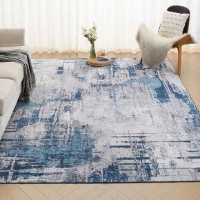 Machine Washable Rug 5'x7' Abstract Washable Area Rugs for Living Room Non Slip Rugs for Bedroom Modern Woven Rug Boho Rug Soft Carpet Kitchen Dining Rugs Home Decor Office Rug (Black)