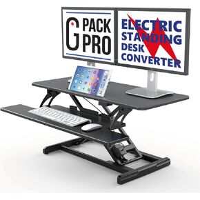 G Pack Pro Standing Desk Converter - Electric Height Adjustable Desk for Sit Stand Desk Workstation with Removable Keyword Tray and Space for Dual Monitors - Ergonomic Design for Maximum Productivity in Kuwait