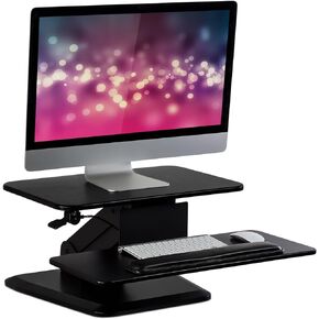 Mount-It! Sit Stand Desk Converter, Ergonomic Height Adjustable Tabletop Standing Desk, Gas Spring Compact Desk Riser MI-7916, Black Stand