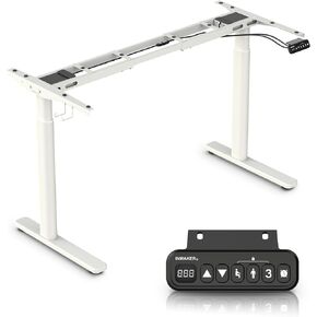 INMAKER Standing Desk Frame, Adjustable Desk Legs Height of 25" to 42", Dual Motors Sit Stand Desk Frame, Electric Desk Base for Desktop 43.3" to 70.8", Classic White (Frame only)