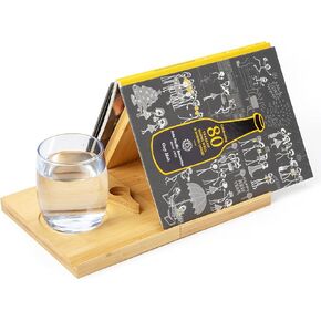 Foldable Wooden Triangle Book Holder, Book Rest with Cup Holder, Nook Reading Valet, Book Valet Stand, Tablet and Kindle Stand, Gifts for Book Lovers, Bookish Gifts, includes a Page Holder (Natural) in Kuwait