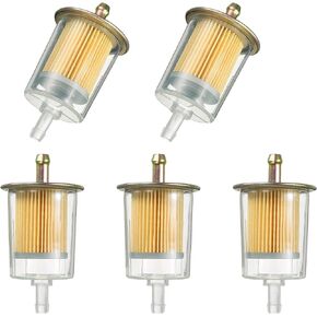 3/8" Universal Fuel Filters Industrial Tractors Cars Trucks Motorcycles Gas Powered Engine Inline Gas Fuel Line 5 Pack