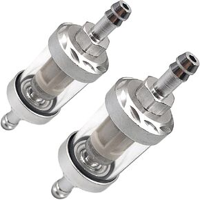 2pcs 5/16 inch 9747 Inline Fuel Filter With Clear View Glass And Chrome Hose Barb