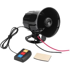 Motorcycle Alarm Horn, 12V 30W Car Motorcycle Alarm Warning Siren Horn 3 Sound Loud Speaker for 12V Cars/Motorcycles, Black